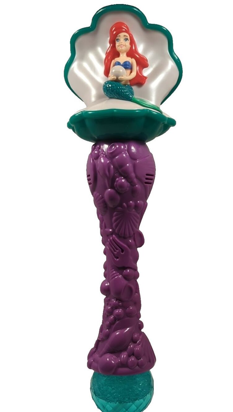 Disney The Little Mermaid Ariel Clam Shell Light Up Musical Bubble Wand "Tested"